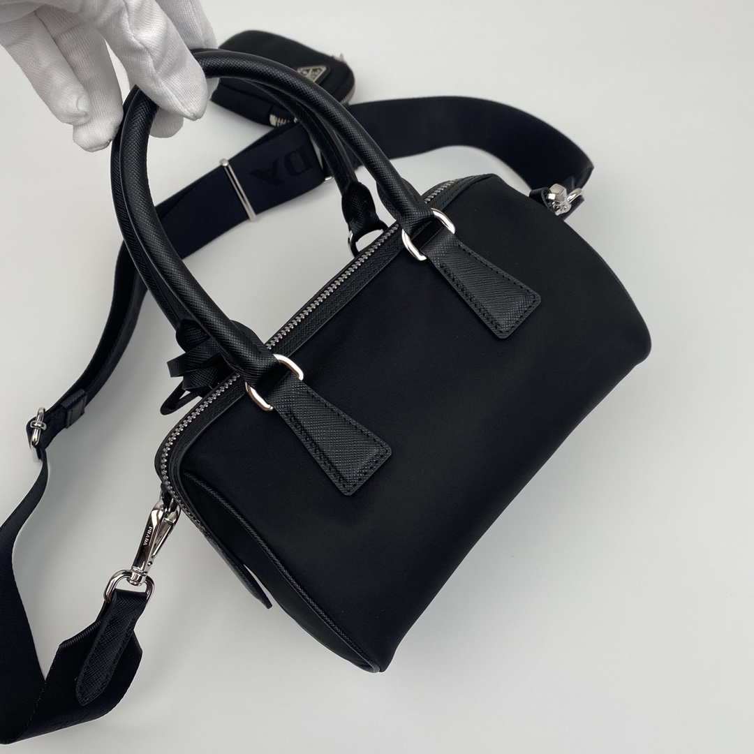 Prada Re Nylon Top Handle Shoulder Bag Black 1BB846